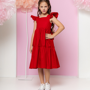 Vestido Amalia - Listrado Vermelho e Branco - Lumilu - Roupas