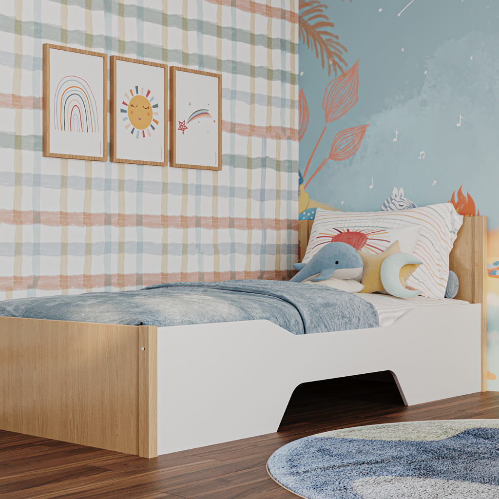 Cama Infantil Evolutiva 2 em 1 Kids - Quater - Branco com Carvalho ...