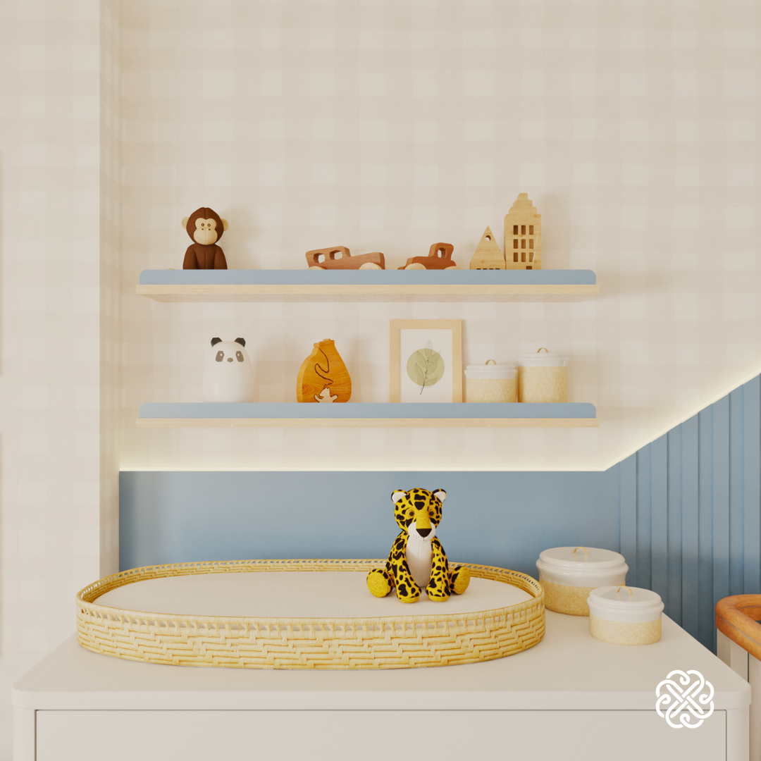 ambiente joy branco madeira com cama bo azul sereno e prateleiras tupi azul sereno 3